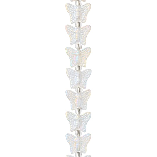 12 Packs: 29 ct. (348 total) Clear Aurora Borealis Glass Butterfly Beads, 15mm by Bead Landing™